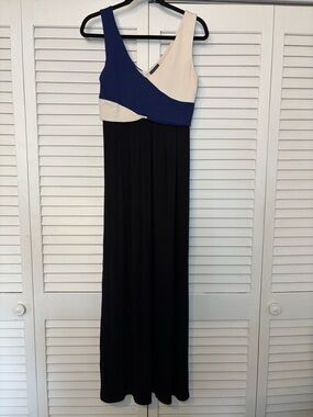 Maeve Elysian Maxi Dress Small Navy Colorblock V-Neck Anthropologie